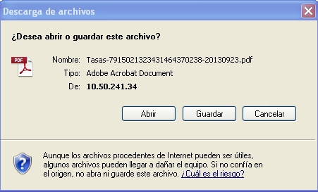 Cuadro de diálogo de descarga